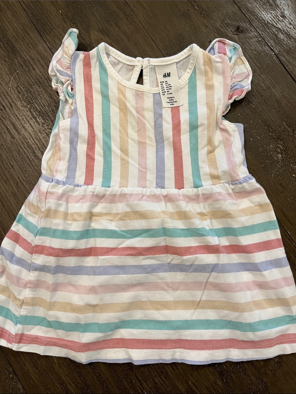 H&M White Dress with Pastel Stripe Accents